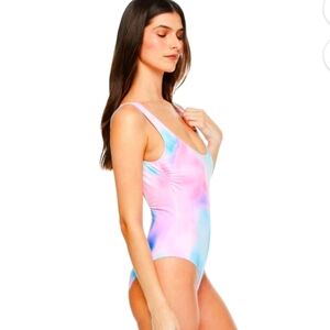 No Boundaries Swimsuit Tie-Dye One Piece Bathing Suit Pink Blue NWT